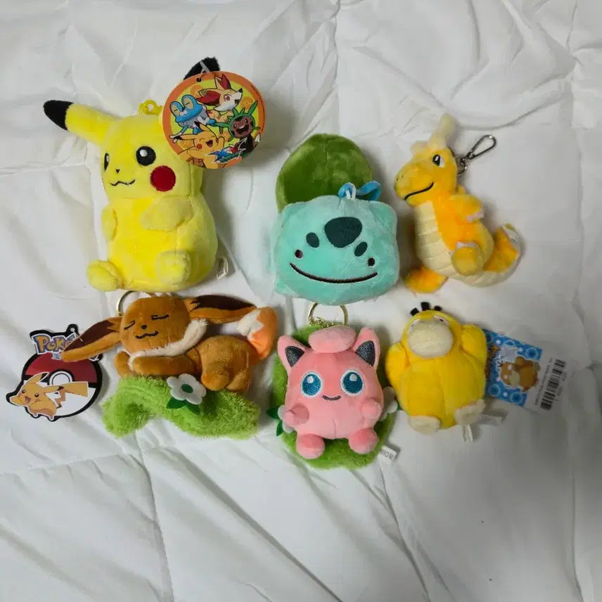 [BUNJANG] Pikachu, Slowpoke, Bulbasaur, Eevee, Jigglypuff Plush &amp; Keychain Set / 피카츄 인형 고라파덕 키링 이상해씨 열쇠고리 잠자는 이브이 푸린 가방걸이