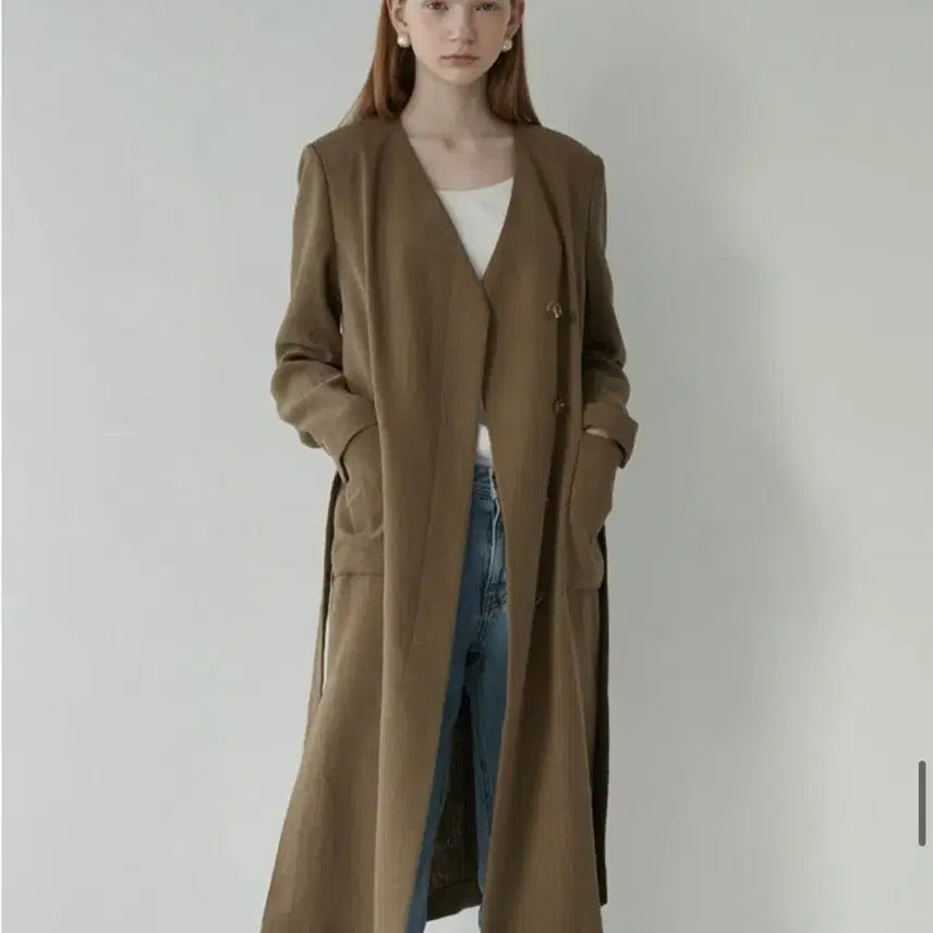 [BUNJANG] NILBY P Linen Trench Robe Dress Jacket / 닐바이피 린넨 자켓 트렌치 롱자켓 로브 원피스