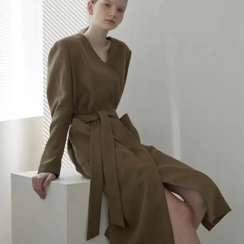 [BUNJANG] NILBY P Linen Trench Robe Dress Jacket / 닐바이피 린넨 자켓 트렌치 롱자켓 로브 원피스