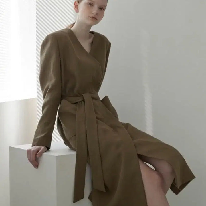 [BUNJANG] NILBY P Linen Trench Robe Dress Jacket / 닐바이피 린넨 자켓 트렌치 롱자켓 로브 원피스