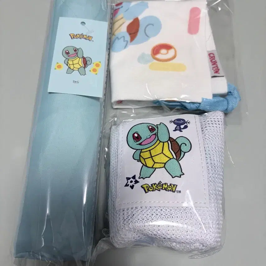 [BUNJANG] Dr.G x Pokémon Squirtle Umbrella &amp; Mesh Bag Bundle Set (Sealed) / 미개봉) 꼬부기 우산+메쉬백+파우치 일괄판매 올리브영 올영 닥터지 크런틴