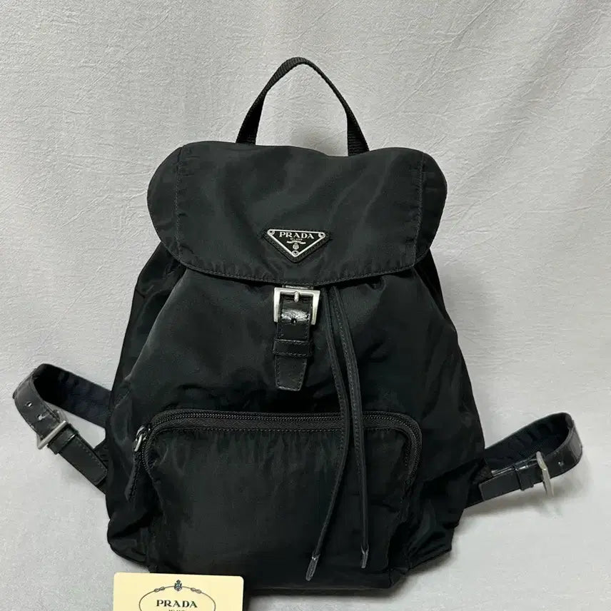 [BUNJANG] Prada One Pocket Nylon Pocono Backpack Medium Black / 프라다 원포켓 나일론 블랙 포코노 백팩 미디움 + 개런티카드