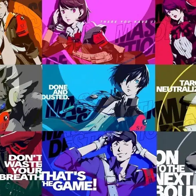 [BUNJANG] Persona 3 "All-Out Attack" Scene Square Can Badges Bundle Set / 페르소나3  총공격 씬 사각 캔뱃지 일괄