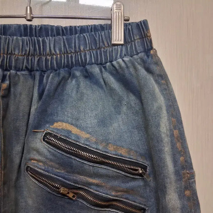 [BUNJANG] Denim 7-Part Sleeve Pants / 새상품:디자인 데님 7부 바지디테일 입체입니다