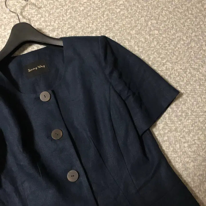 [BUNJANG] J.Pyung J.Yi 100% Linen Short Sleeve Jacket / 제평 지미와이 린넨100% 반팔 자켓 출근룩 네이비 하객룩 페미닌 결혼식