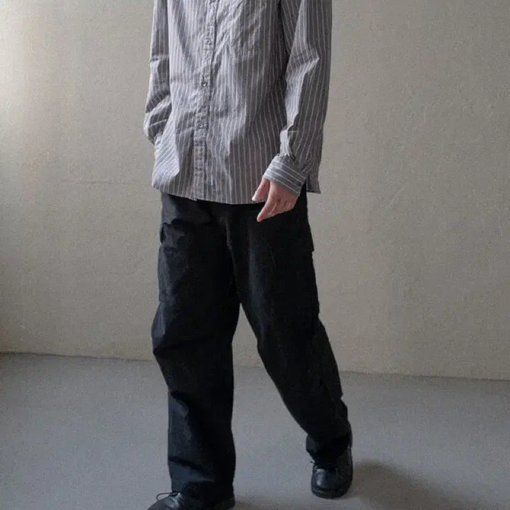 [BUNJANG] Our selves 25FW High Density Relaxed Stripe Shirt / 아워셀브스 25fw 하이 덴시티 릴랙스드 스트라이프 셔츠 1