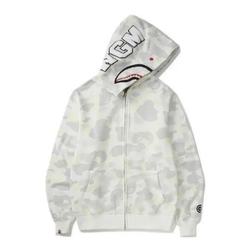 [BUNJANG] BAPE White Camo Shark Hoodie / 베이프 화이트 카모 샤크 후드집업