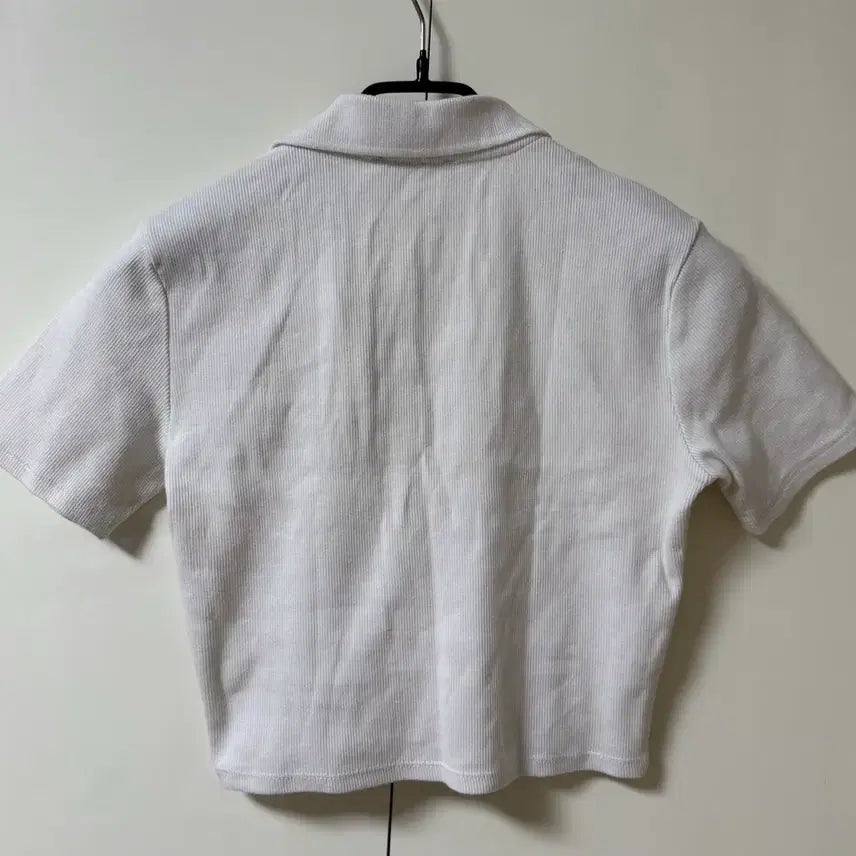 [BUNJANG] ZARA Basic Collar Crop Short Sleeve T-Shirt / ZARA 기본 카라 크롭 반팔티