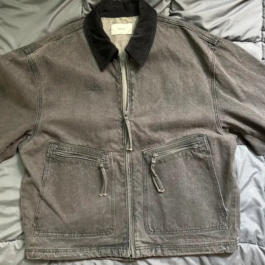 [BUNJANG] Kimuer Vintage Patch Pocket Denim Work Jacket - Brown / 빈티지 패치 포켓 데님 워크 자켓_브라운