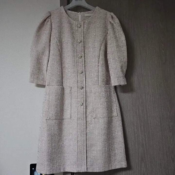 [BUNJANG] Lazy Corner Tweed Dress Puff Sleeve / 레이지코너 트위드 원피스