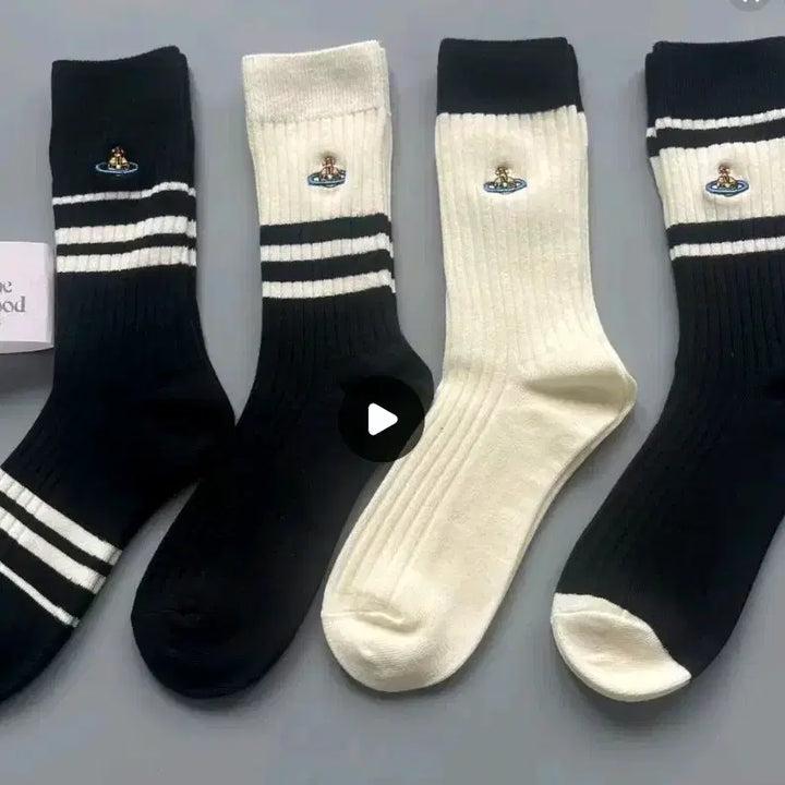 [BUNJANG] Vivienne Westwood Stripe Socks 4-Pair Set / 비비안웨스트우드 스트라이프 양말 4종세트