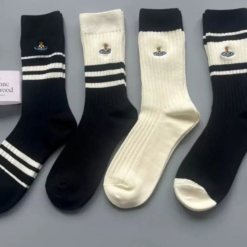 [BUNJANG] Vivienne Westwood Stripe Socks 4-Pair Set / 비비안웨스트우드 스트라이프 양말 4종세트