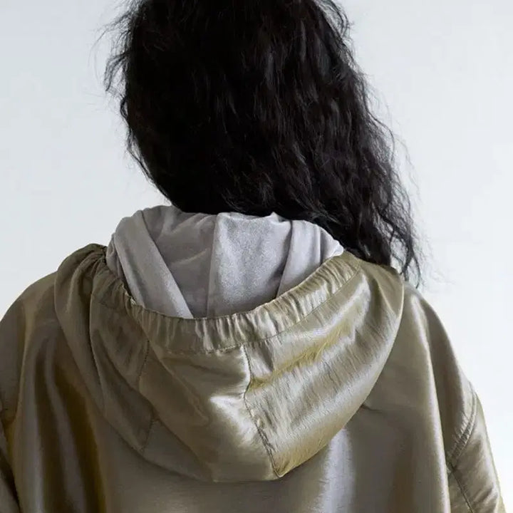 [BUNJANG] Corb�e Metal Hoodie Windbreaker (Olive) / 코르뷔 Metal hoodie wind breaker (olive)