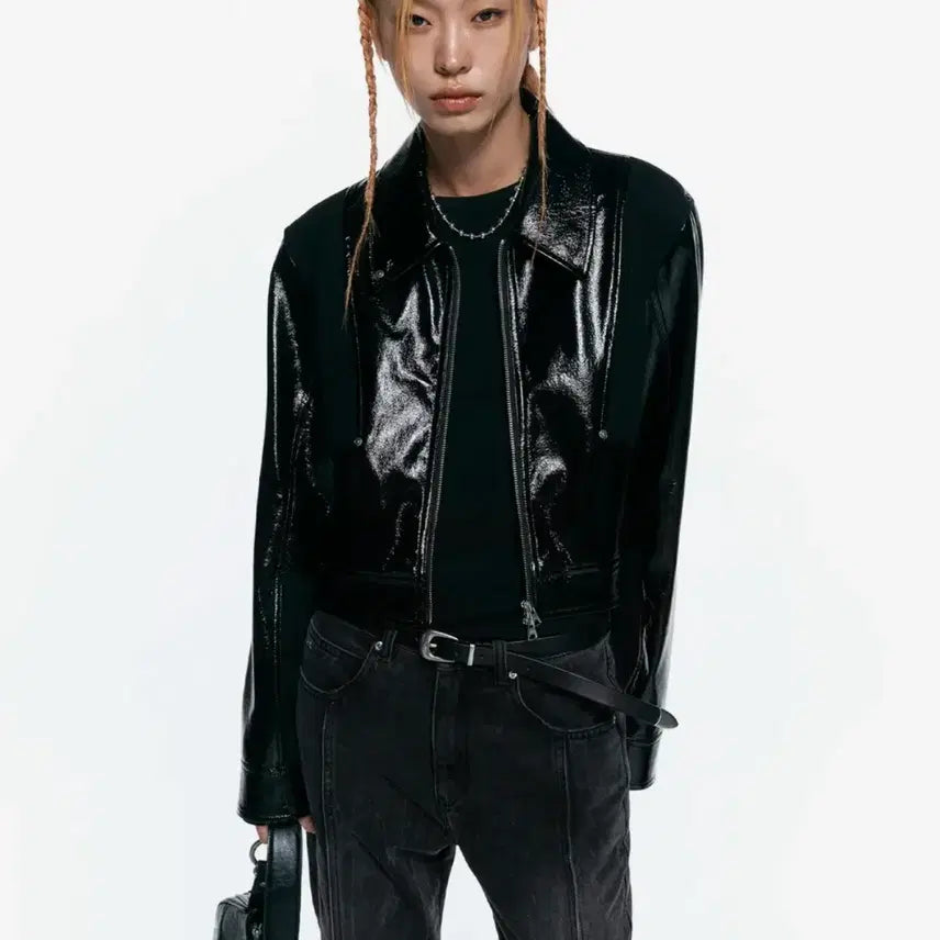 [BUNJANG] INSILENCE Paneled Vegan Leather Jumper - Black / M) 패널드 비건 레더 점퍼 BLACK 인사일런스
