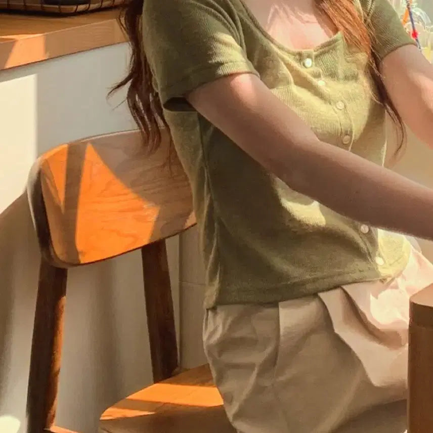 [BUNJANG] MUTECREME Cold Half Tee Short Sleeve Cardigan (Green) / 뮤트크레메 콜드 하프 tee 반팔 가디건(green)