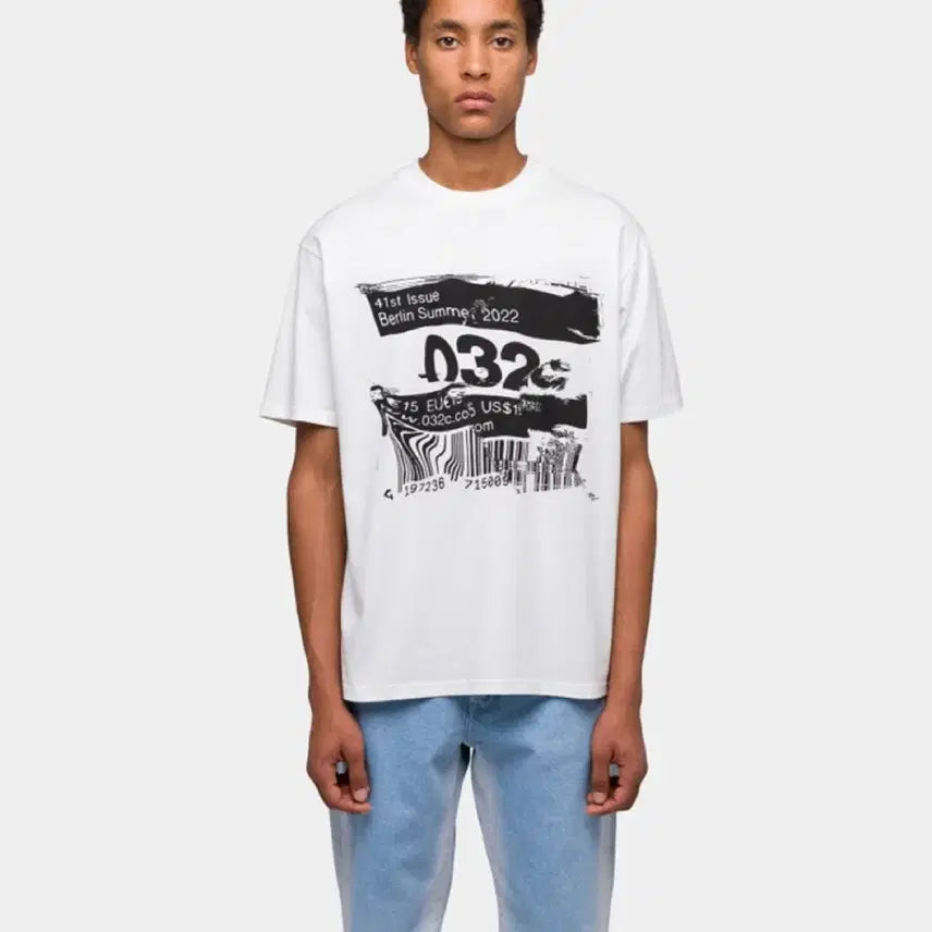 [BUNJANG] 032c Barcode Short Sleeve T-Shirt (L) / 032c 바코드 반팔(L)