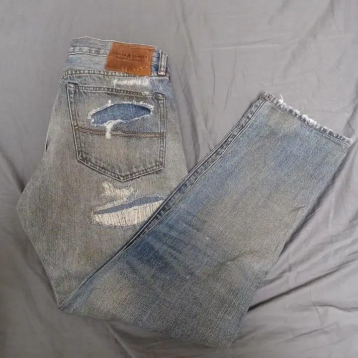 [BUNJANG] Polo Ralph Lauren Denim &amp; Supply "American Flag" Distressed Vintage Wash Denim Jeans / 개성 강한 POLO 데님앤서플라이 성조기 디테일 빈티지 워싱 데님