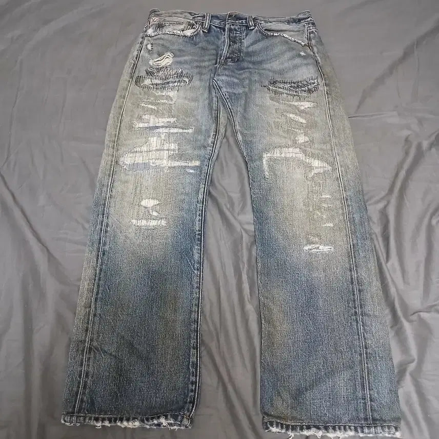 [BUNJANG] Polo Ralph Lauren Denim &amp; Supply "American Flag" Distressed Vintage Wash Denim Jeans / 개성 강한 POLO 데님앤서플라이 성조기 디테일 빈티지 워싱 데님