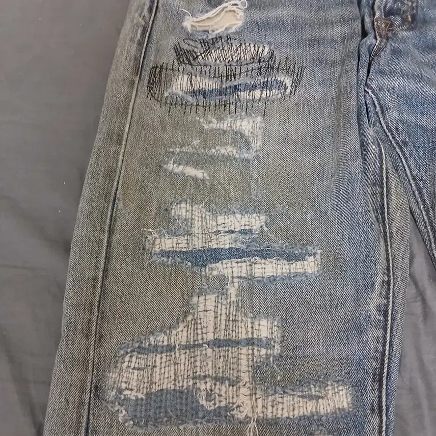 [BUNJANG] Polo Ralph Lauren Denim &amp; Supply "American Flag" Distressed Vintage Wash Denim Jeans / 개성 강한 POLO 데님앤서플라이 성조기 디테일 빈티지 워싱 데님