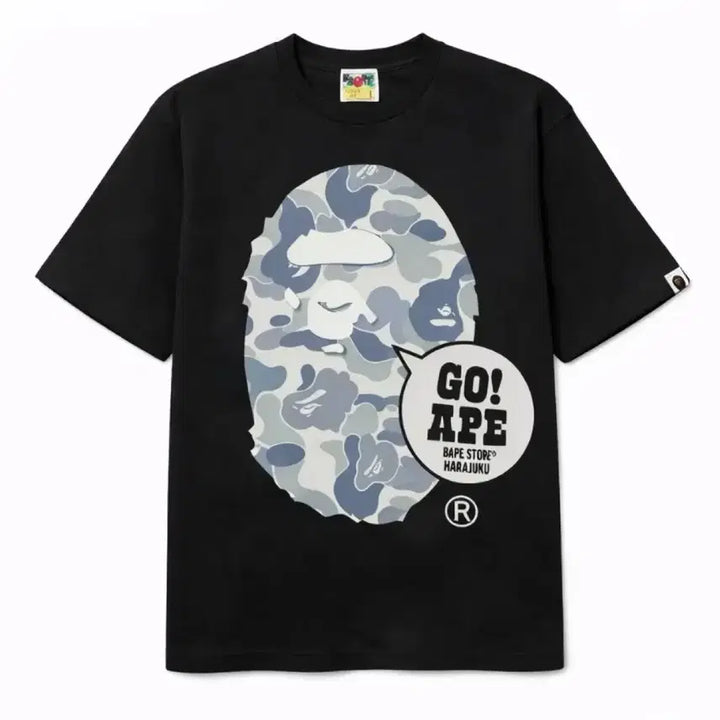 [BUNJANG] BAPE Camo Harajuku Short Sleeve T-Shirt (Black/White) - Unsealed New Product / 병행정품)베이프 카모 하라주쿠 반팔티 블랙/화이트미개봉 새상품