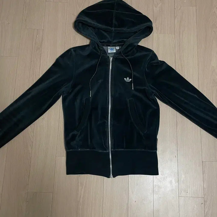 [BUNJANG] Adidas Navy Velvet Hooded Zip-Up Training Set / 아디다스 네이비 벨벳 후드집업 트레이닝 셋업