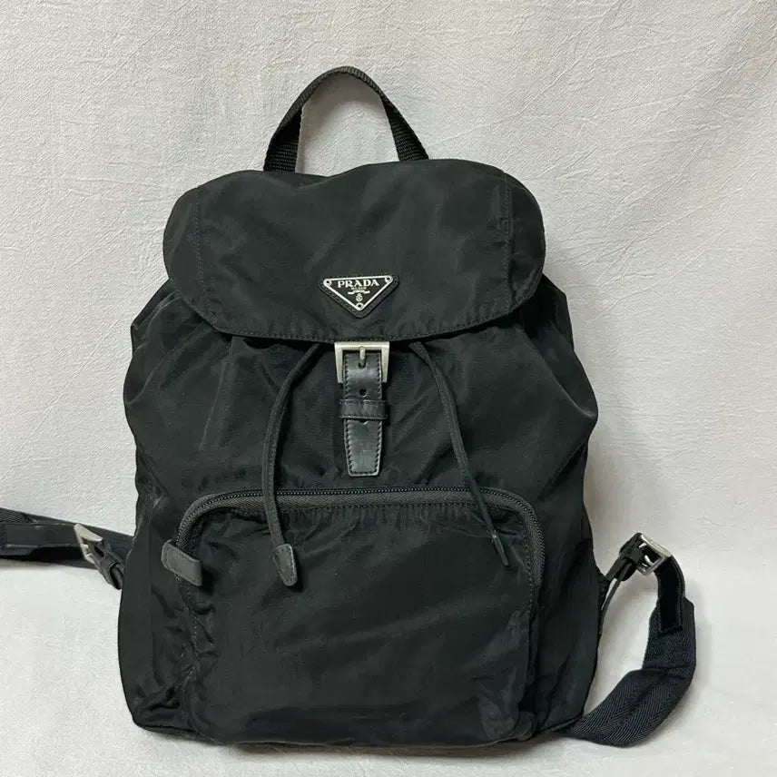 [BUNJANG] Prada One-Pocket Pocono Nylon Backpack Medium Black / 프라다 원포켓 나일론 블랙 포코노 백팩 미디움