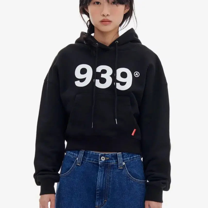 [BUNJANG] Archive Bold 939 Logo Crop Hood - Black / 아카이브 볼드 939 LOGO CROP HOOD_BLACK