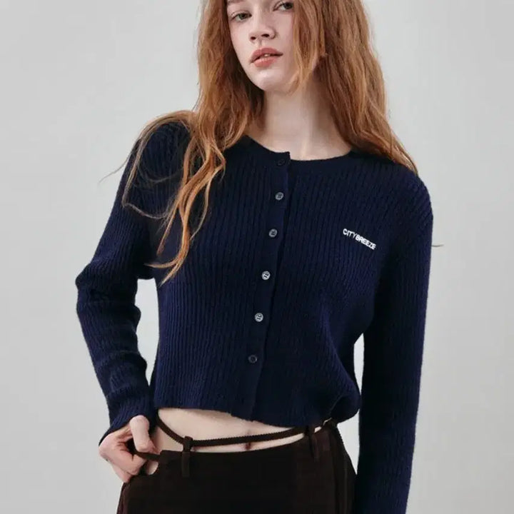[BUNJANG] Citybreeze Ribbed Small Logo Cardigan Burgundy / [새상품] 시티브리즈 리브드 스몰 로고 가디건_버건디
