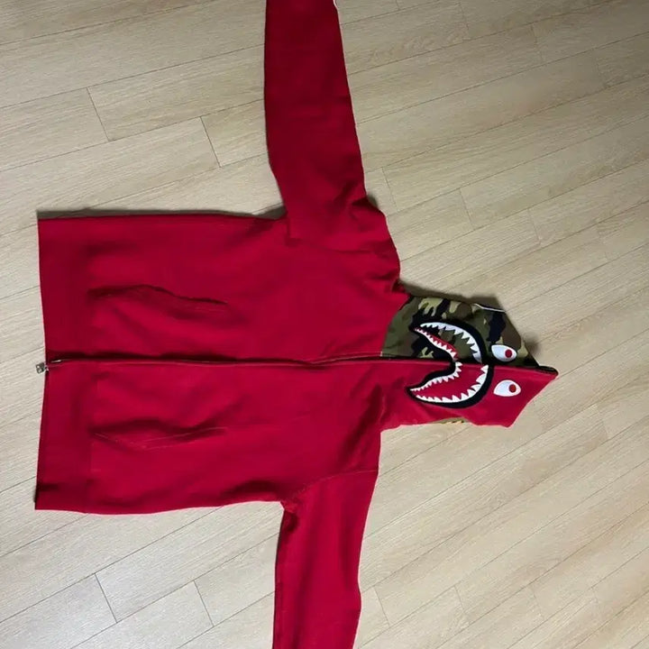 [BUNJANG] BAPE Shark Full Zip Hoodie Red / 베이프 샤크후드