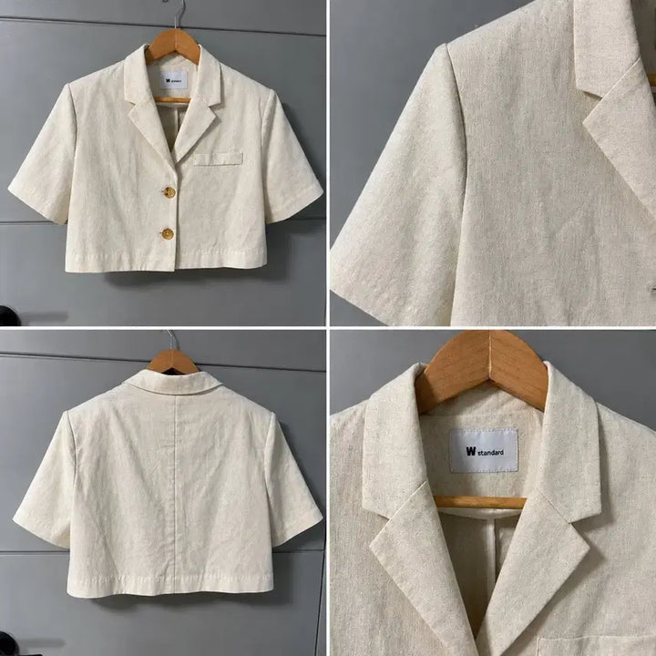 [BUNJANG] W Standard Cropped Short Sleeve Jacket Ivory / 원더플레이스 W standard 크롭 반팔 자켓 아이보리