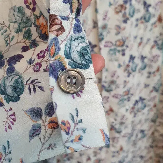 [BUNJANG] Daks Floral Pattern Cotton Shirt Dress / 닥스 플라워 패턴 롱 셔츠형 면 원피스85-160