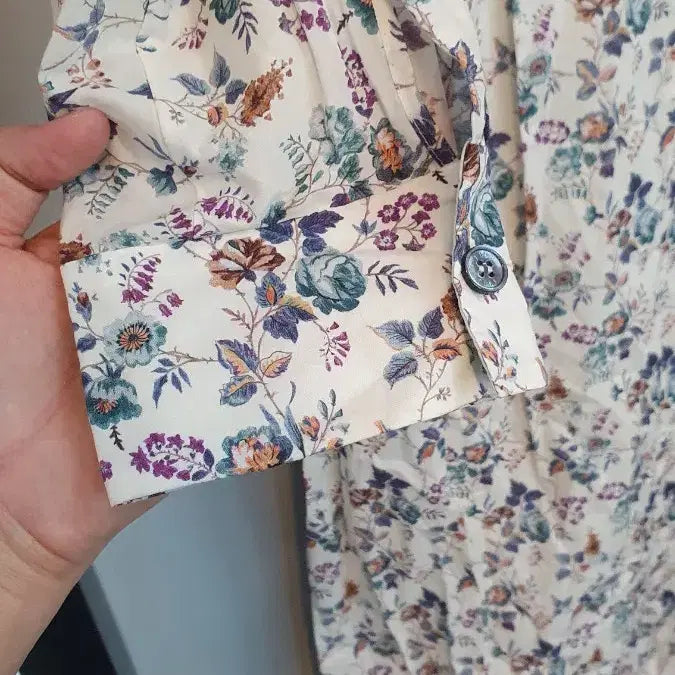 [BUNJANG] Daks Floral Pattern Cotton Shirt Dress / 닥스 플라워 패턴 롱 셔츠형 면 원피스85-160