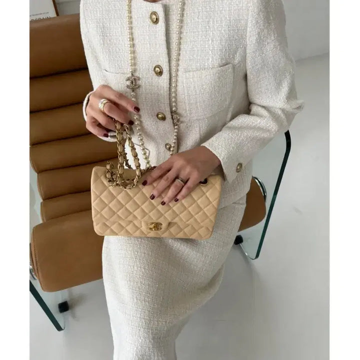 [BUNJANG] Ivory Tweed Setup (Jacket Size 55, Skirt Size 66) / (새상품) 아이보리 트위드 셋업 (자켓 55. 스커트 66)