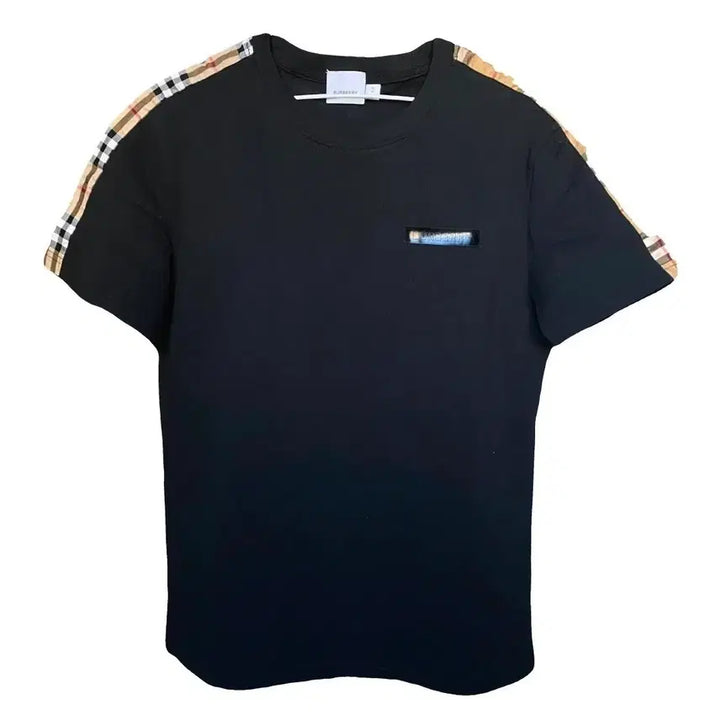 [BUNJANG] Burberry Check Trim Short Sleeve T-Shirt Black Size S / (정품) 버버리 체크 트림 반팔티 블랙 S 사이즈