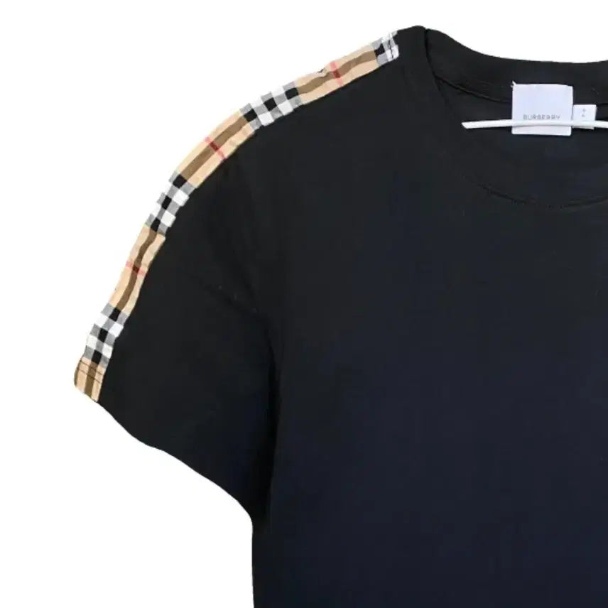 [BUNJANG] Burberry Check Trim Short Sleeve T-Shirt Black Size S / (정품) 버버리 체크 트림 반팔티 블랙 S 사이즈