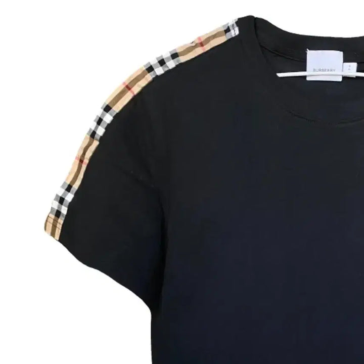 [BUNJANG] Burberry Check Trim Short Sleeve T-Shirt Black Size S / (정품) 버버리 체크 트림 반팔티 블랙 S 사이즈