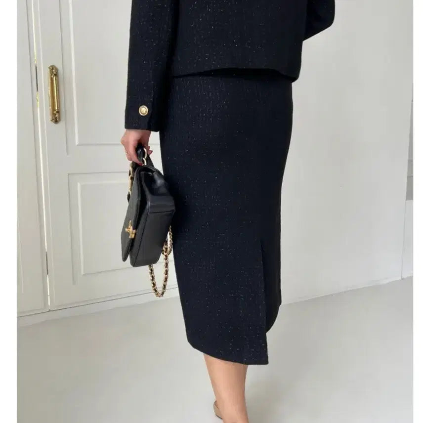 [BUNJANG] Black Tweed Set (Jacket 55, Skirt 66) / (새상품) 블랙 트위드 셋업 (자켓 55. 스커트 66)