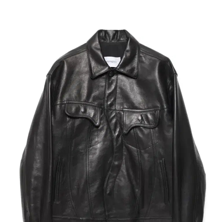 [BUNJANG] HAECHING ROOM Lambskin Black Trucker Jacket / 해칭룸 램스킨 블랙 트러커 자켓