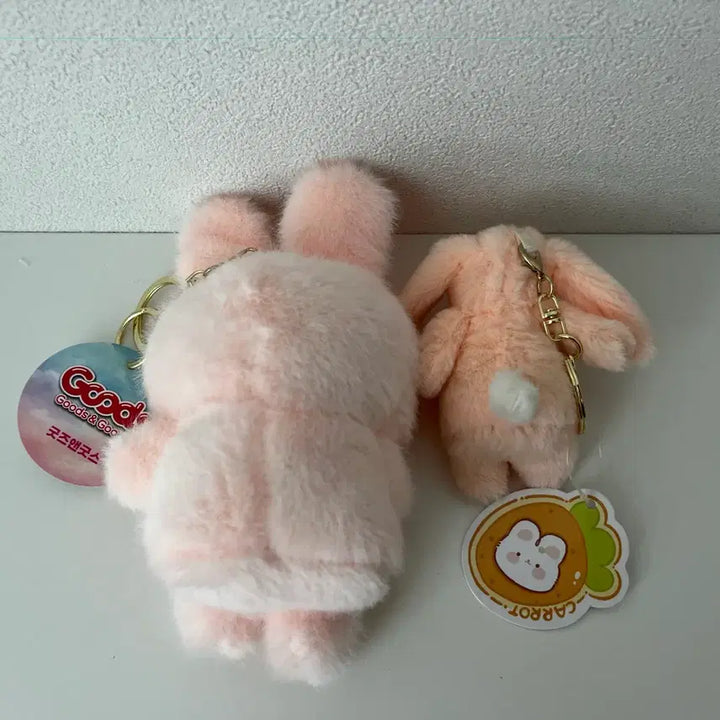 [BUNJANG] Pink Rabbit Plush Keychain Set / 핑크 토끼 인형 키링세트