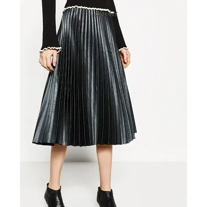 [BUNJANG] ZARA Pleated Satin Midi Skirt XS / 자라 플리츠 새틴 주름치마 미디스커트 XS