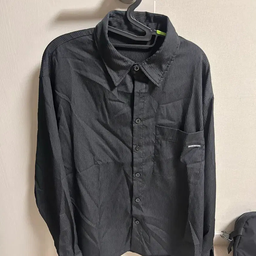 [BUNJANG] SUMWON Long-Sleeve Nylon Stripe Shirt Size S / SUMWON 긴팔 나일론 스트라이프 셔츠 S
