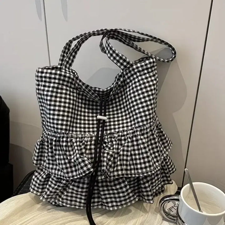 [BUNJANG] Check Frill Ruffle Bag / 새상품 체크 프릴 러플백