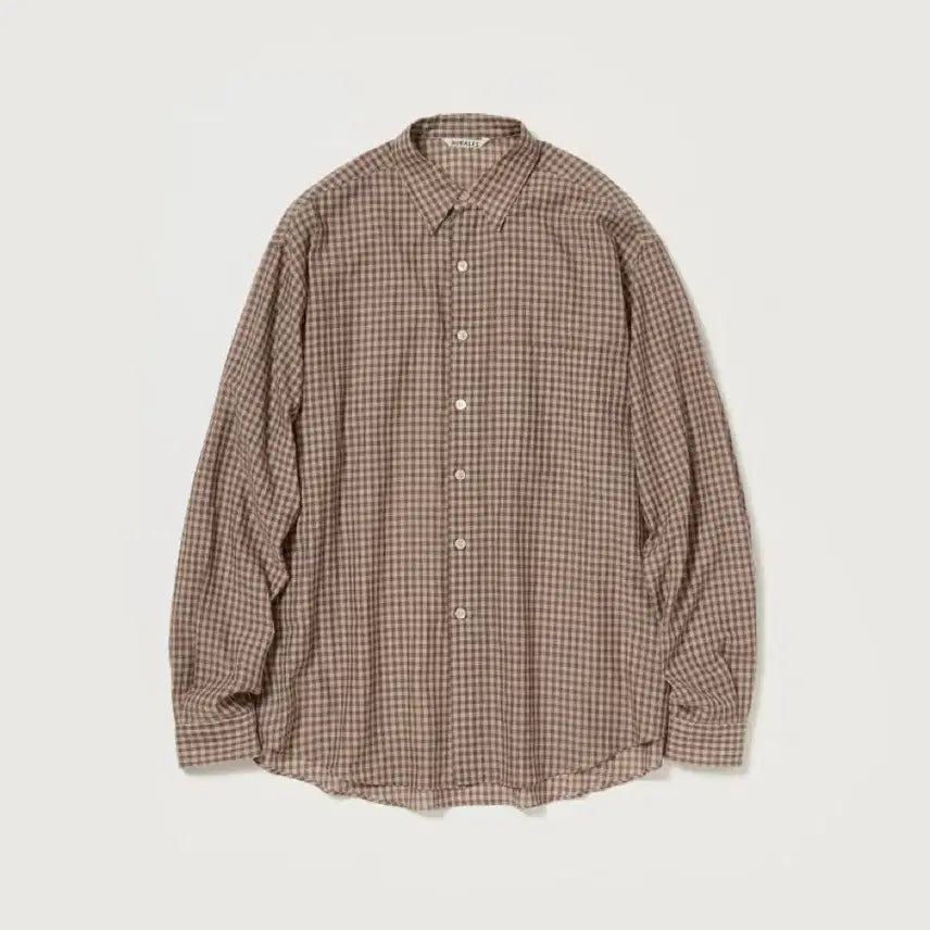 [BUNJANG] Auralee Airy Light Cotton Check Big Shirt Brown / [3] 26ss 오라리 에어리 라이트 코튼 체크 빅셔츠 브라운