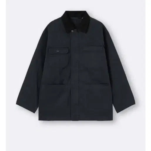 [BUNJANG] GU Navy Corduroy Collar Work Jacket / 지유 GU네이비 코듀로이 카라 워크 자켓