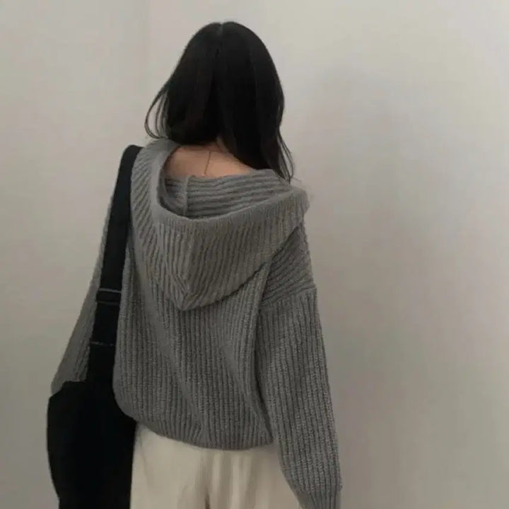 [BUNJANG] Two-Way Cable Knit Zip-Up Cardigan / 투웨이 꽈배기 니트집업