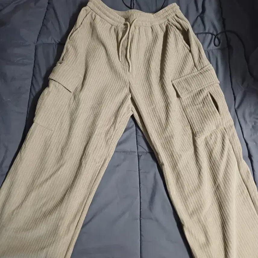 [BUNJANG] Beige Corduroy Cargo Jogger Pants / 베이지 코듀로이 카고 조거 팬츠
