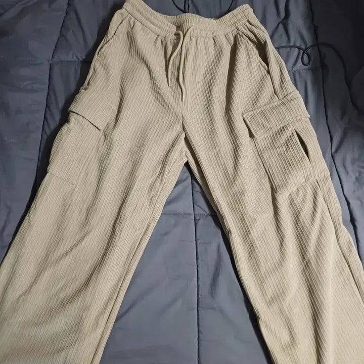 [BUNJANG] Beige Corduroy Cargo Jogger Pants / 베이지 코듀로이 카고 조거 팬츠