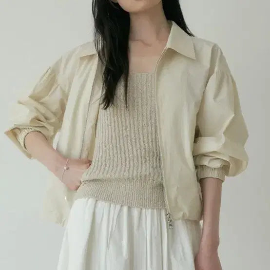 [BUNJANG] RINGLING Shirring Blouson Jacket - Cream / 링서울  shirring blouson jacket-cream