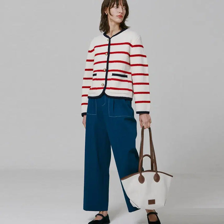 [BUNJANG] VOCAVACA Odely Stitch Semi Wide Pants Navy (Size 66) / 보카바카(VOCAVACA) 오델리 스티치 세미 와이드팬츠 66 새상품