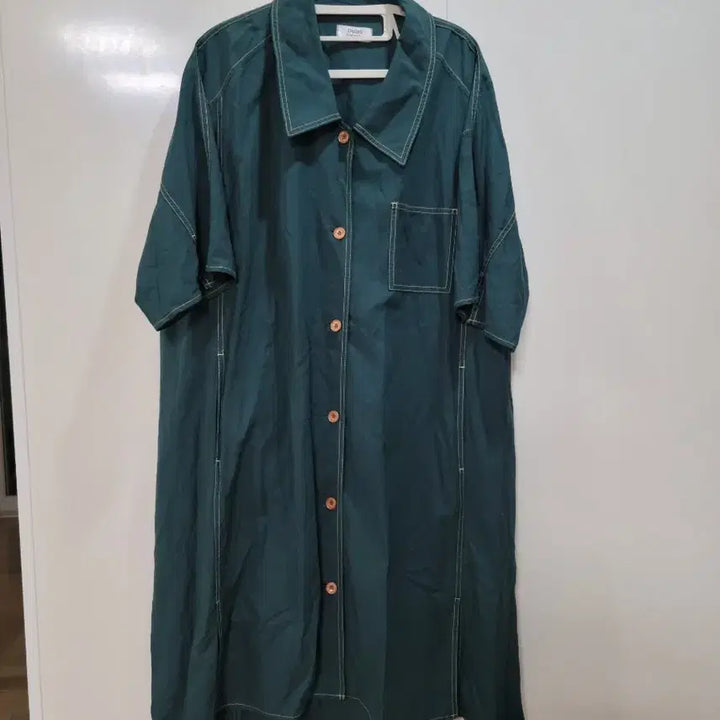 [BUNJANG] Studio Tomboy Shirt Style Long Dress Jacket Dark Green / 스튜디오 톰보이 셔츠형 롱 원피스 자켓